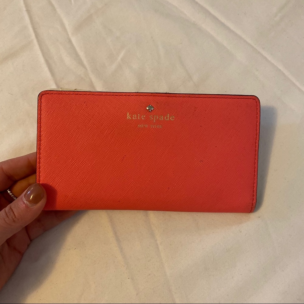 Kate Spade coral saffiano leather wallet